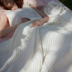Sleep Solutions 705353030697 Cooling Cotton Waffle Queen Size Blanket Lightweight Breathable Summer
