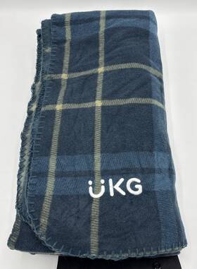 Slowtide 810156770579 Fleece Blanket Ukg Logo Blue Tartan 50 Inch X66 New Lightweight Soft