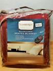 Slumber Rest Quilted Fleece Heated Blanket Full Size Deep Red Burgundy Color 027045784436