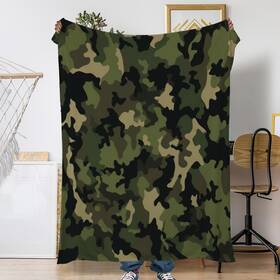 Mt-0923 Snowmolle Premium Army Green Camo Flannel Throw Blanket 50x60 Sofa And Travel Comfort