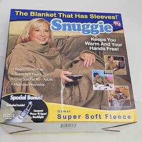 921106 Snuggie Super Soft Fleece Blanket With Sleeves Tan Color New One Size