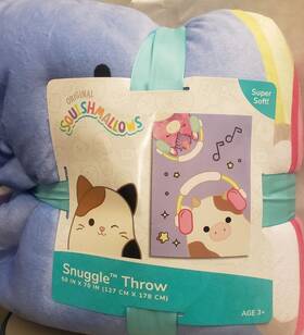 Snuggle 073558874997 Squishmallows Throw Rainbow Reversible Blanket Super Soft 50 Inch X70 Nwt