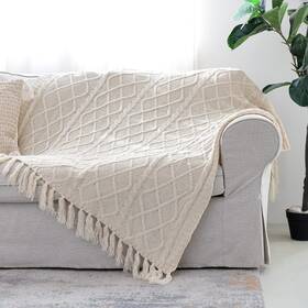Snugtown 764555723660 Solid Soft Cozy Cable Knitted Blanket Throw Lightweight Decorative Textured
