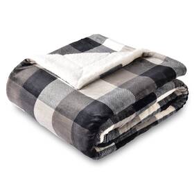 Bya900100103 Sochow Plaid Fleece Throw Blanket 50x60 Double Sided Checkered Super Soft Black White
