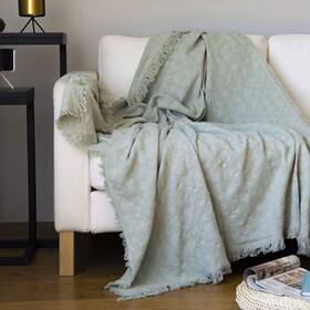 Sofila 972928301764 Inch 100% Cotton Rustic Throw Blanket With Fringe Farmhouse Soft Warm For Sofa Be