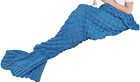Soft Knitted Mermaid Tail Crochet Blanket Scales Handmade Adults New Blue 601209478227