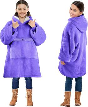 1slhd201pp-fscb Solaris Wearable Blanket Hoodie For Kids - Warm Soft Gift Kids/youth Purple