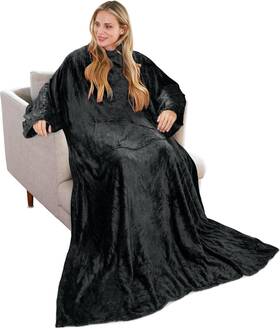 Solaris 445041029024 Wearable Blanket With Sleeves For Adults Softness Comfort Warmth Fleece