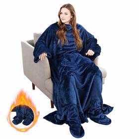 Solaris 767504139451 Wearable Blanket With Sleeves And Foot Pocket For Women Men Super Sn