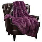 Solid-longfur-aubergine Chanasya Fluffy Blanket Ultra Soft Blankets Purple Throw 689532514898