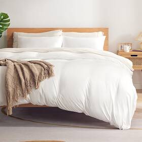 Sonive 714855960821 Full Duvet Cover Set Jersey Knit 3 Pieces Bedding White