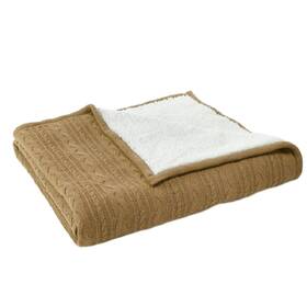 Sonoma 400942168897 Cable Knit Sherpa Throw Khaki 50 Inch X 60 Nwt