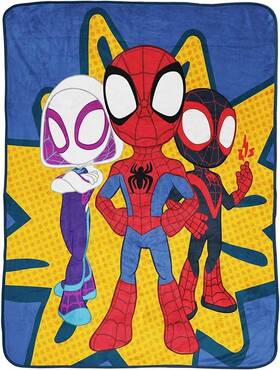 827158 & Sons Inc. Marvel Spidey And His Amazing Friends Kidsft Plush Fleece Throw Blanket 46 Inch X 60