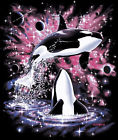 Space Orcas Mink Style Queen Blanket Soft And Warm Ocean Life Whales 753807474528