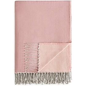 Sparrow And Wren 50inch X 70inch Throw Blanket Charley Fringe Cotton Wool Blush 107