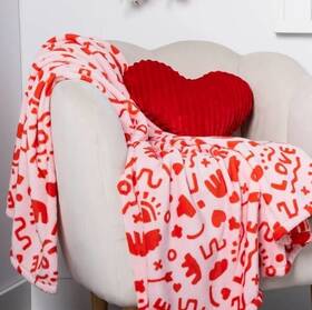 Spritz 191908741826 Abstract Love Plush Throw Blanket 50x60 Extra Soft New