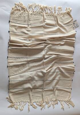 Sseko Designs 818025037655 Nwt Hand Loomed Towel Throw Blanket Cream Black Stripe 30 Inch X72
