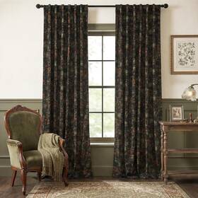 Shuscbr5pt2-52x84 Stangh 5yf192901m Black Velvet Curtains 84 Inches Long - Printed Floral Design Home Deco