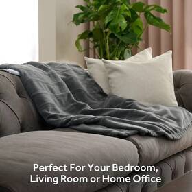12997 Star Elite Inc. Sunbeam Throw Slate Microplush 4 Heat Settings Electric Heated Blanket