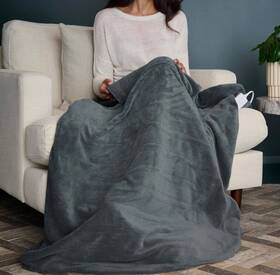 13228 Star Elite Inc Sunbeam Throw Slate Ultimate 4 Heat Settings Heated Blanket 50 Inch X 72