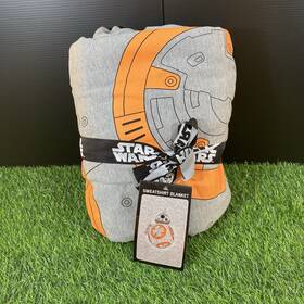 17l33088 Star Wars Ri01-q3/17l33088 Sweatshirt Throw Blanket Size Twin Bb-8 Lucas Film Gray Orange Fleece