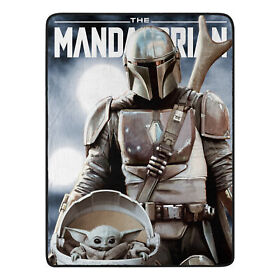 1dsw-05900-0032-ret Star Wars The Mandalorian Child Never Easy Super Plush Throw Blanket 46inch X