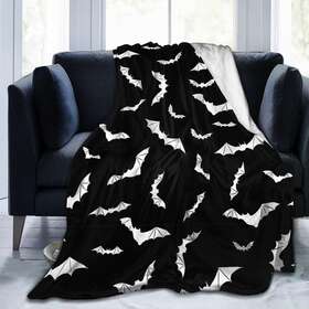 Stazary 150051394376 Bats Halloween Goth Fleece Flannel Blanket Throw Warm Lightweight Blankets For