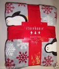 Storehouse New Plush Fleece Throw Blanket Holiday Gray W Penguins Snowflakes 700064806555
