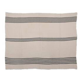 Df5212 Storied Home Cream Black Cotton Double Cloth Stitched Throw Blanket With Frayed