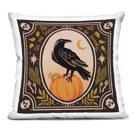 Stupell Industries 726084408593 Spooky Season Black Crow Floral Zipper Polyester 18 Inch X Throw Pil