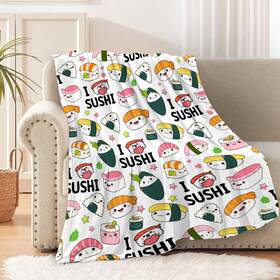 Sumedha 741330155416 Sushi Blanketcartoon Japanese Food Throw Blanketcute Flannel Blanket Gift