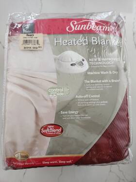 Sunbeam 027045673679 Twin Heated Electric Blanket 10 Hr Auto Off Setting Machine Wash Usa