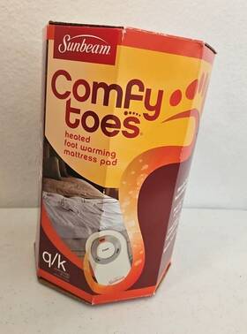 Sunbeam 027045759809 Comfy Toes Heated Foot Warming Mattress Pad Queen King Open Box