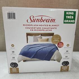 Sunbeam 053891162500 New Microplush Heated Blanket King Legion Blue With 10 Heat Settings