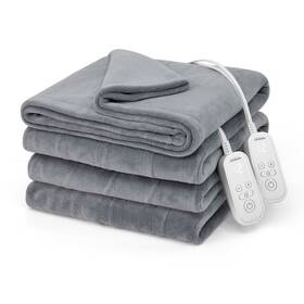 13707 Sunbeam Electric Heated Bed Blanket Grey Soft Microplush 12 Heat Settings