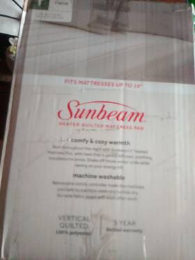 2152489-u-b Sunbeam Vertical Quilt Heated Mattress Pad With Digital Display Controllers Used