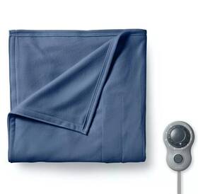 2152753 Sunbeam Twin Size Electric Fleece Heated Blanket In Blue W Temperature Control