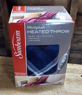 2161580 Sunbeam Heated Micro Plush Throw Blanket 50 Inch X 60 - 3 Heat Settings Auto Off