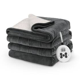 32810036 Sunbeam Royal Luxe Sherpa Night Fog Heated Blanket - Full