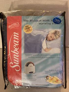 4380-030-578 Sunbeam Vtg Blanket With A Brain Twin Size Single Control Electric Warming Navy