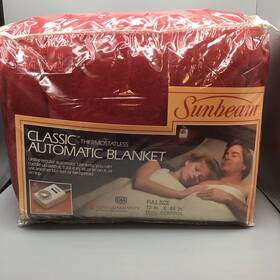 61141-000 Sunbeam Vtg New Double Size Classic Thermostatless Electric Blanket Burgandy Red