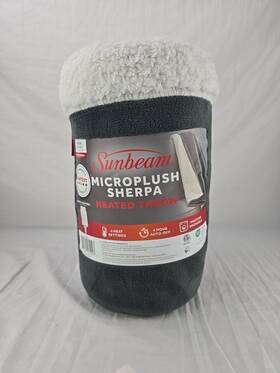 Sunbeam 694501130023 Microplush Sherpa Heated Throw Blanket 4 Heat Settings 50 Inch X 60 New