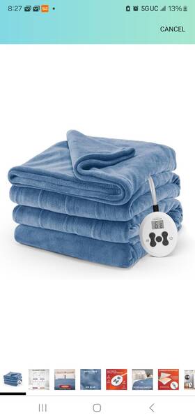 Sunbeam 800689593127 Royal Luxe Cadet Blue Heated Blanket - Full