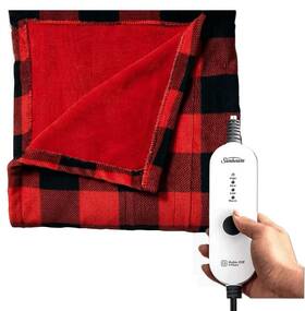 Bx11719 Sunbeam 11719 Velvet Electric Blanket Throw 4 Settings 50 X 60 Red/black Plaid