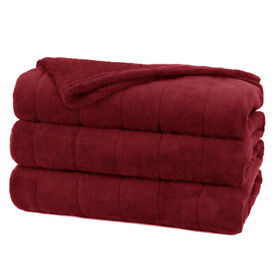 Bsv9gqsr31012a00 Sunbeam Channeled Velvet Plush Electric Heated Warming Blanket Queen Garnet Red