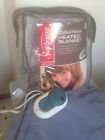 Sunbeam Electric Blanket Twin Size Blue Quilted Fleece With Box Tested Auto-off 027045716857