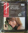Sunbeam Quilted Fleece Twin Heated Blanket Chocolate 027045754071