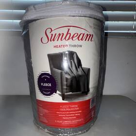 Sap2134107 Sunbeam Heated Fleece Throw Blanket Gray 50x60in Machine Washable Ul Listed
