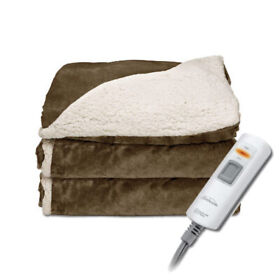 Trt8wr-r764-25a00 Sunbeam Sherpa Royal Mink Electric Heated Throw Blanket Sable Brown