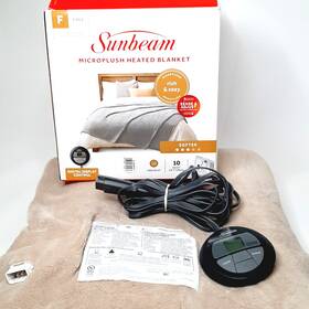 Tsm9ts-f639-25j00 Sunbeam Microplush Heated Blanket Electric Fleece Twin Heat Throw 10 Settings